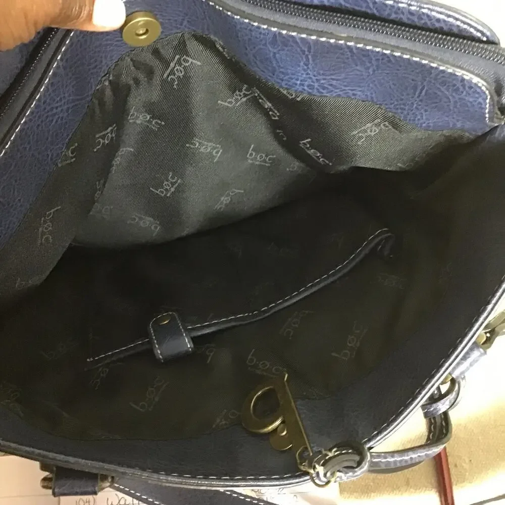 boc Women’s Classic Navy Blue Leather Satchel Handbag